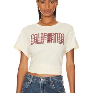 NWT CHASER Distressed California Gardening Tee Sm Cream Maroon Leaf Herb Graphic